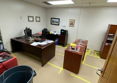 office with desks after tear out at Saint Stephens Church in Omaha, NE