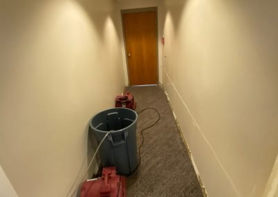fans drying hallway during tear out at Saint Stephens Church in Omaha, NE