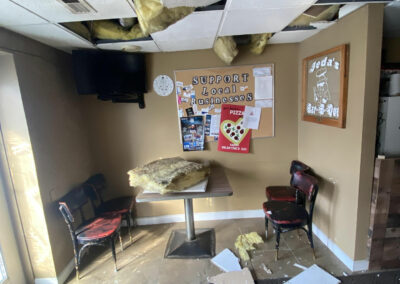 damage and debris before commercial fire restoration for Jeda's pizza